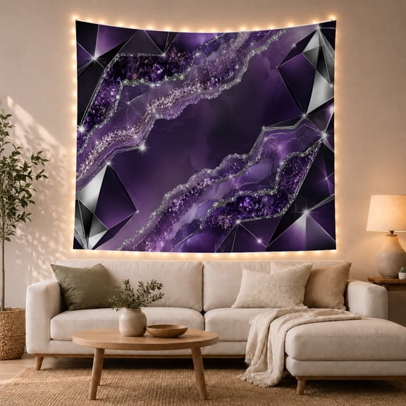 Purple Box with Jeweled Bow Tapestry Wall Hanging