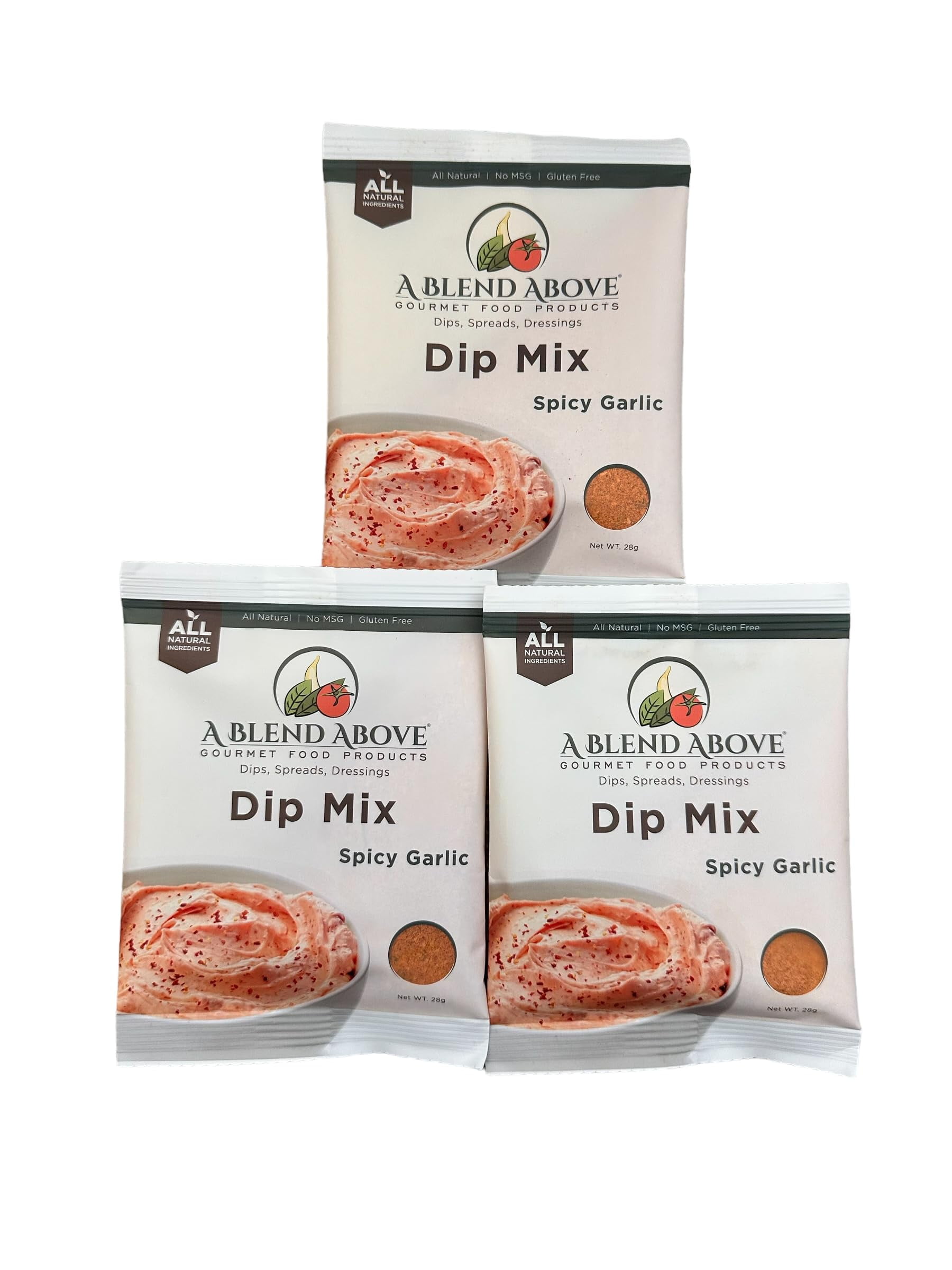 A Blend Above Spicy Garlic Dip Mix for Gourmet Appetizers for Parties, 1 oz Packet (3 Pack), Spicy Dip, Gluten-Free, No MSG, All Natural, No Preservatives, Vegetable Dip, Keto Friendly, Low Carb, Easy