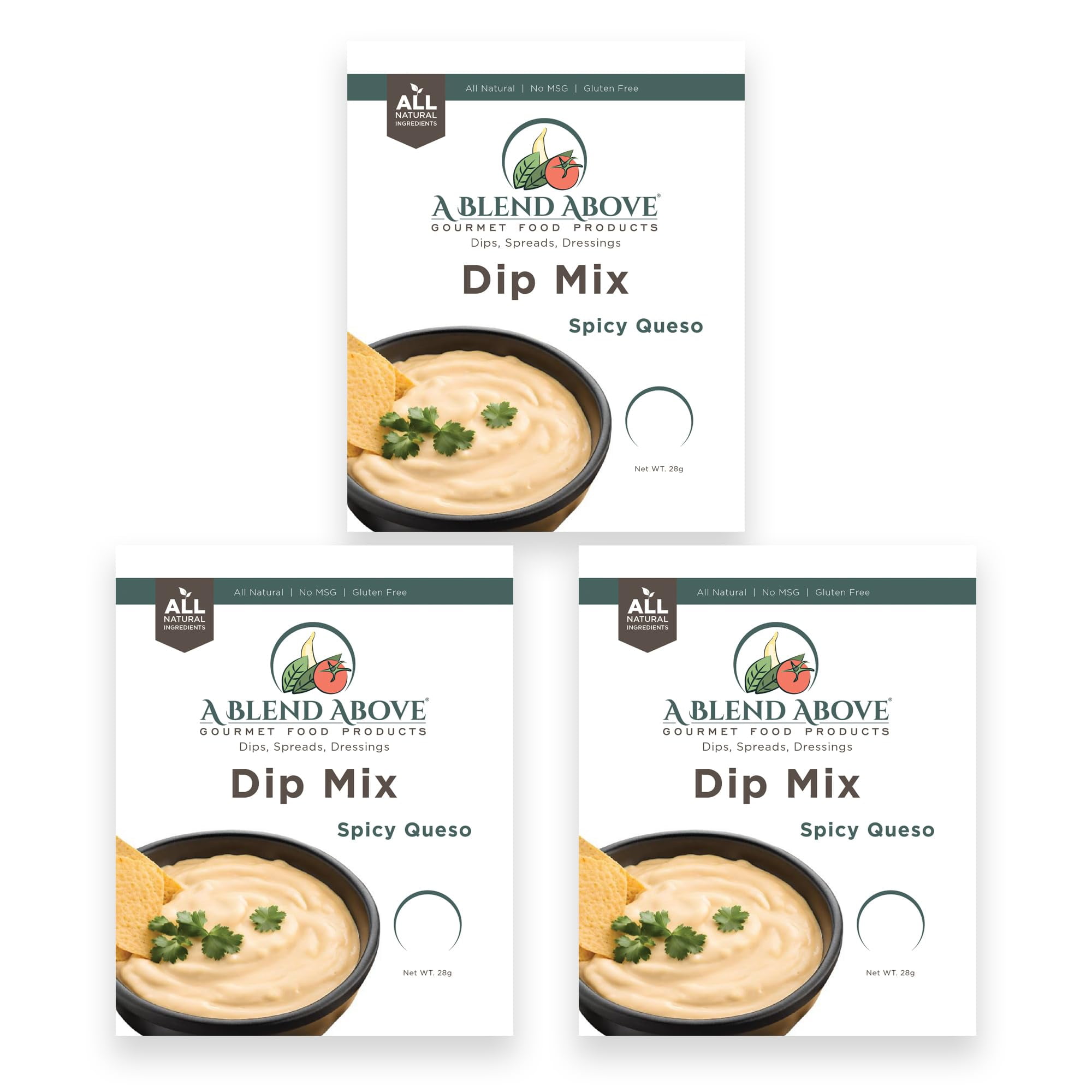 A Blend Above Spicy SSF20 Queso Dip Mix, Each, Makes 16 Ounces, Gluten-Free, No MSG, All Natural, No Preservatives, Vegan Friendly, Keto Friendly, Vegetable Dip, Chip Dip, Low Carb, Easy to Make