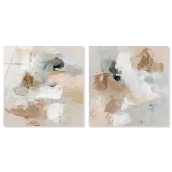 Blended Forms Duo Acrylic Print Neutral Wall Decor Set by Art Remedy, Ready to Hang, 12 x 12