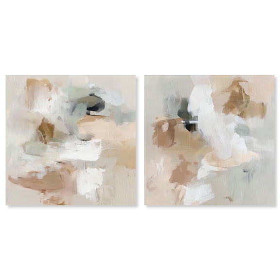 Blended Forms Duo Canvas Print Gold Boho Wall Art Set by Art Remedy, Gallery Wrapped, 12 x 12