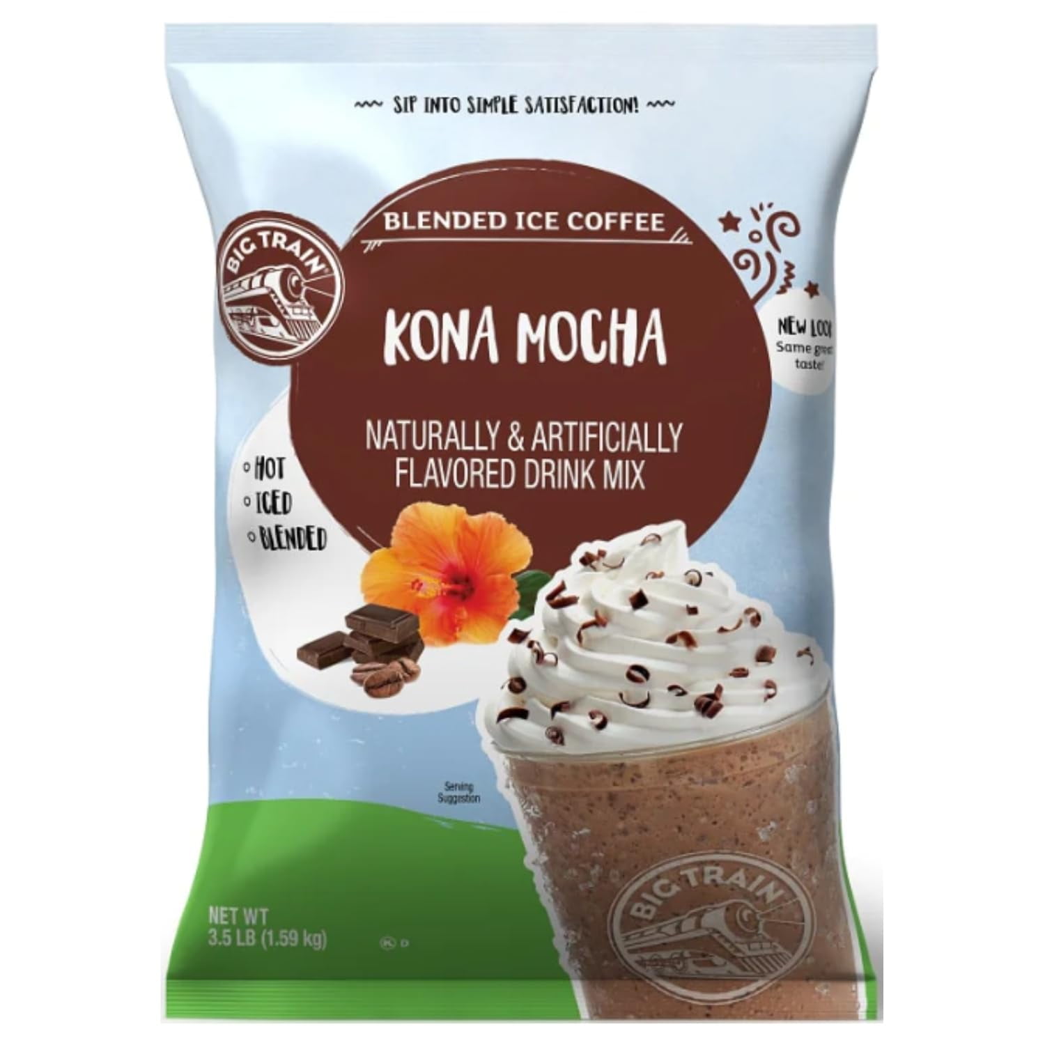 Blended Ice Coffee, Kona Mocha, Powdered Instant Coffee Drink Mix, 3.5