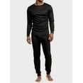 thumbnail image 1 of Blended Men's 100% Polyester Thermal Waffle Knit Base Layer Top & Bottom, Black, 1 of 2