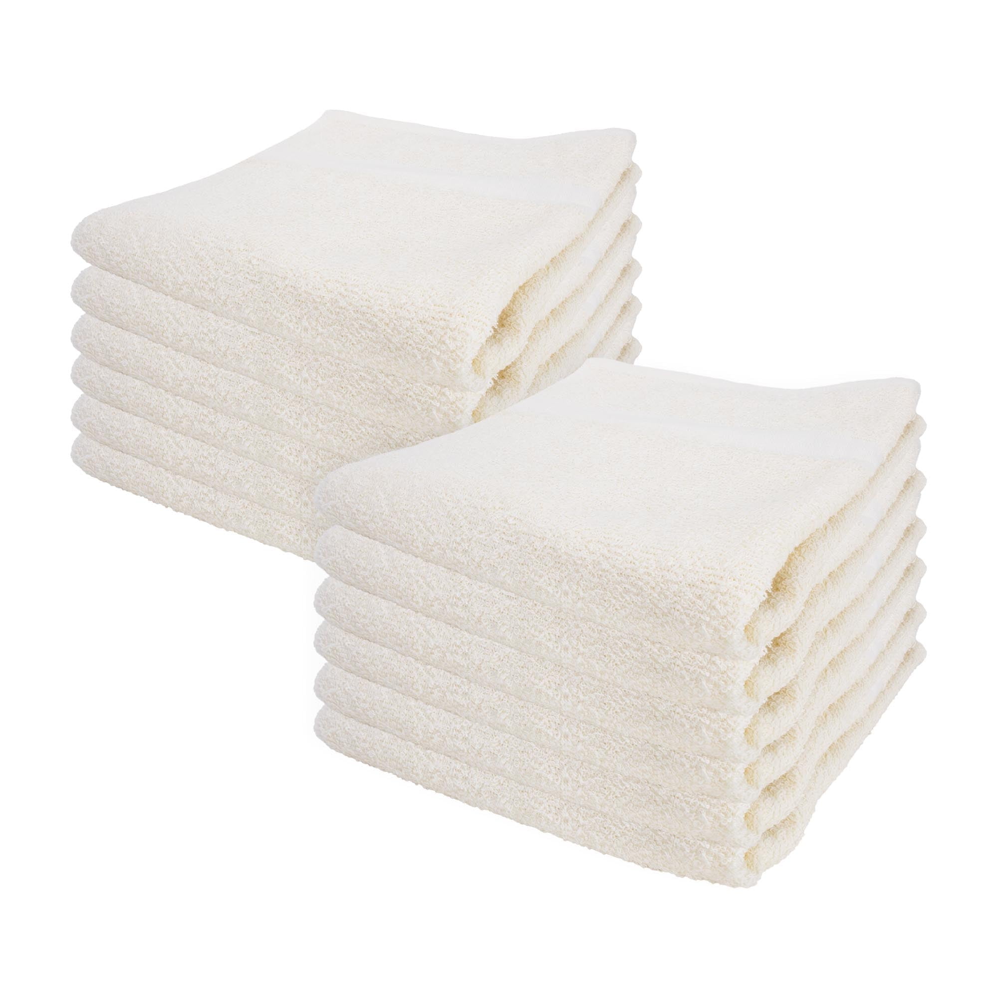 12 Piece White Cotton Polyester Blend Terry Towels, 20in x 40in, Multi-Purpose, for Hotel, Commercial, & Home Use, Soft, Lightweight, Absorbent, & Fast Drying Bath Towels for Pool, Gym, or Spa