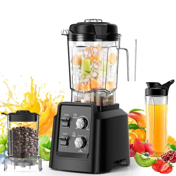 Blender, 1400 Watts Blender with Grinder - 6-Blade Professional Smoothie Blenders for Kitchen, Crushes Ice, Self-Cleaning, 68oz & 27oz Jars Dishwasher Safe, for Baby Food, Nut Butter