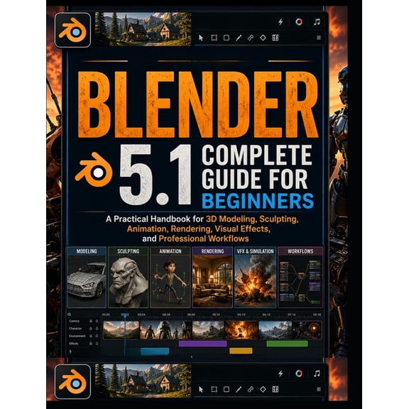 Blender 5.1 Complete Guide for Beginners: A Practical Handbook for 3D Modeling, Sculpting, Animation, Rendering, Visual , (Paperback)