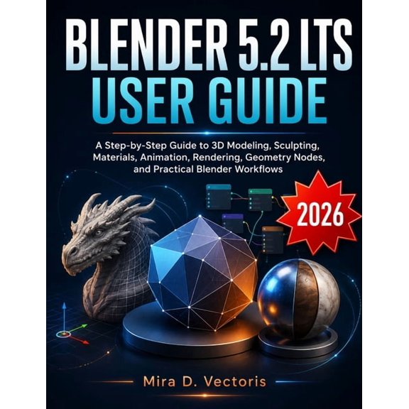 Blender 5.2 LTS User Guide: A Step-by-Step Guide to 3D Modeling, Sculpting, Materials, Animation, Rendering, Geometry No, (Paperback)