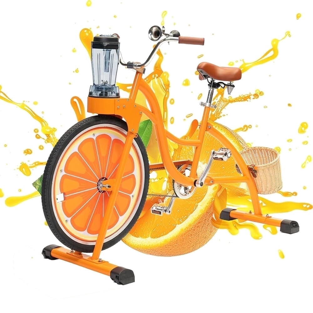 Adult Exercise Bike Blender – Pedal-Powered Smoothie Maker for Gym, Family Fitness Equipment, Eco-Friendly Kitchen Appliance, Generate Energy While Working Out, Up to 330 lbs Capacity, Orange
