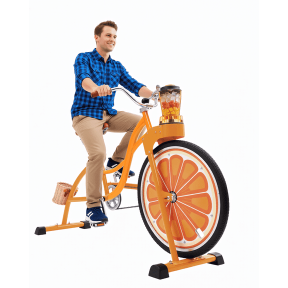 Blender Bike for Fitness, Smoothie Bike Juicer with Pedal, Stationary Bicycle for Party, Carnival, Camping, Indoor & Outdoor Use, Orange