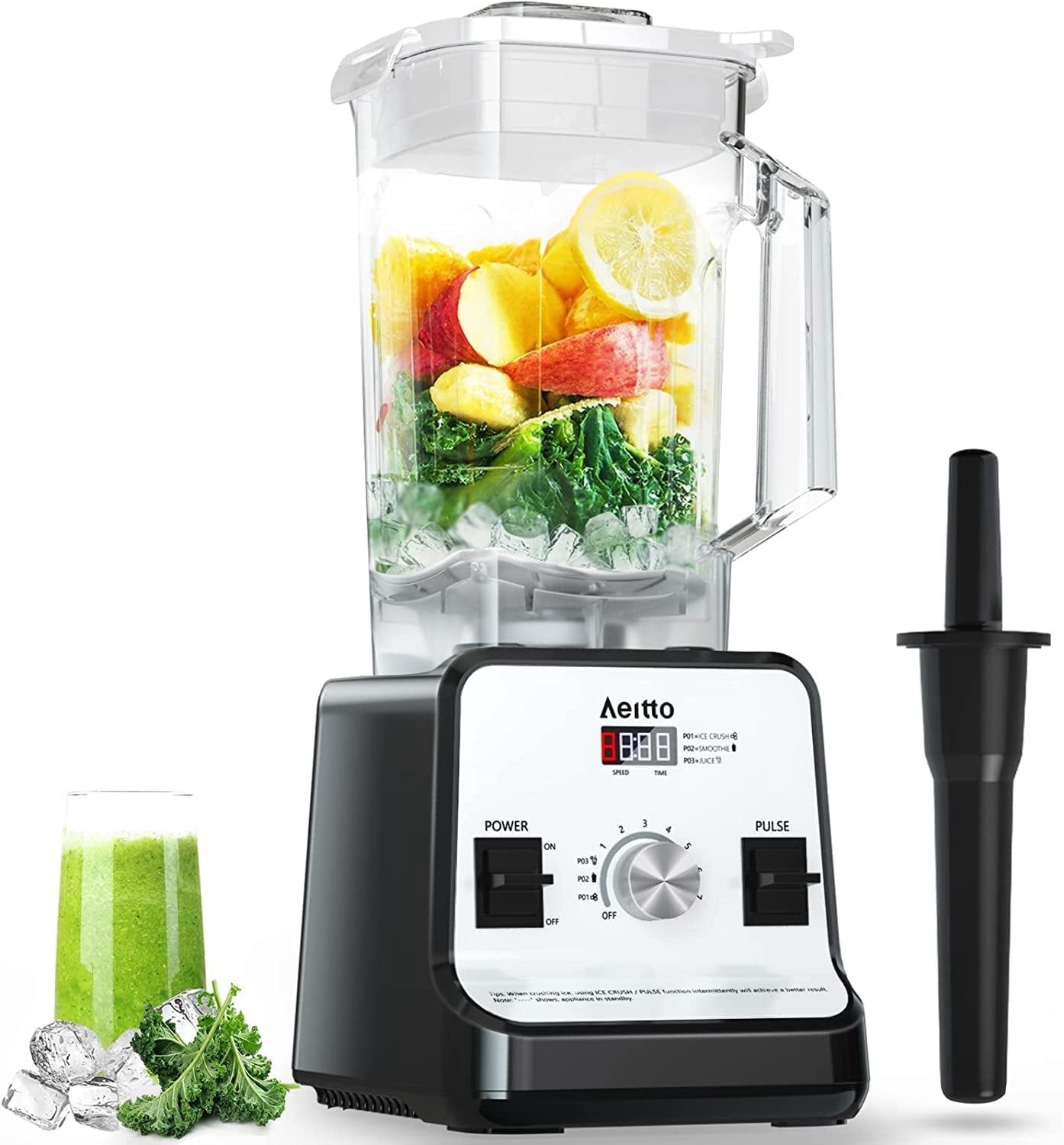 Blender, Blenders for Kitchen with 1500-Watt Motor, 68 Oz Large Capacity, Professional Countop Blenders for Ice Crush, Frozen Drinks, Silver