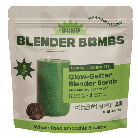 Blender Bombs Glow Getter Smoothie Booster Superfood Blend for Energy & Skin, 5 oz Gut Health, Satisfying Taste, Sustained Energy