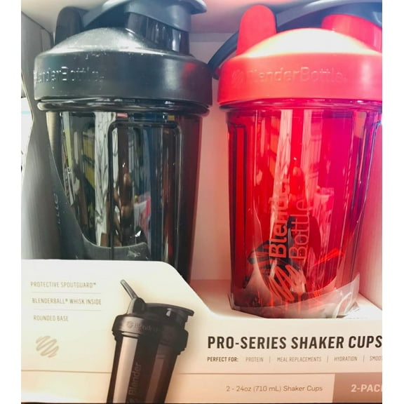 Blender Bottle Pro Series Shaker Cups, 2- 24-Ounce, Black & Red