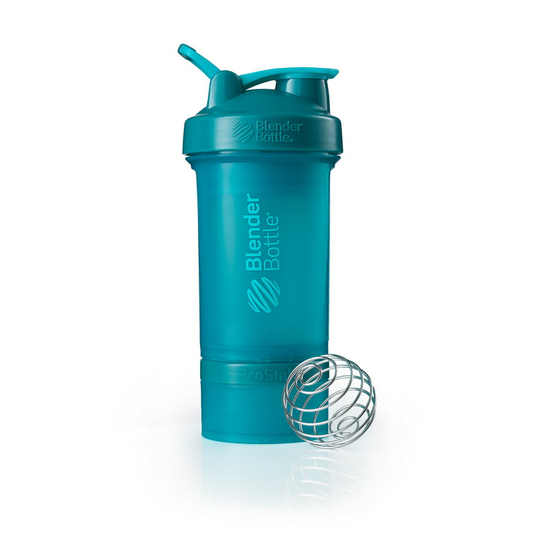 BlenderBottle ProStak 22 oz Blue Cyan Shaker Cup with 2 Attachable Storage  Jars and Vitamin Tray Inside 