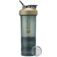 thumbnail image 1 of BlenderBottle ProStak Shaker Bottle with Storage Compartment, 22 oz, Leakproof Lid, Wire Whisk Ball, BPA-Free, Green (Coastal), 1 of 4
