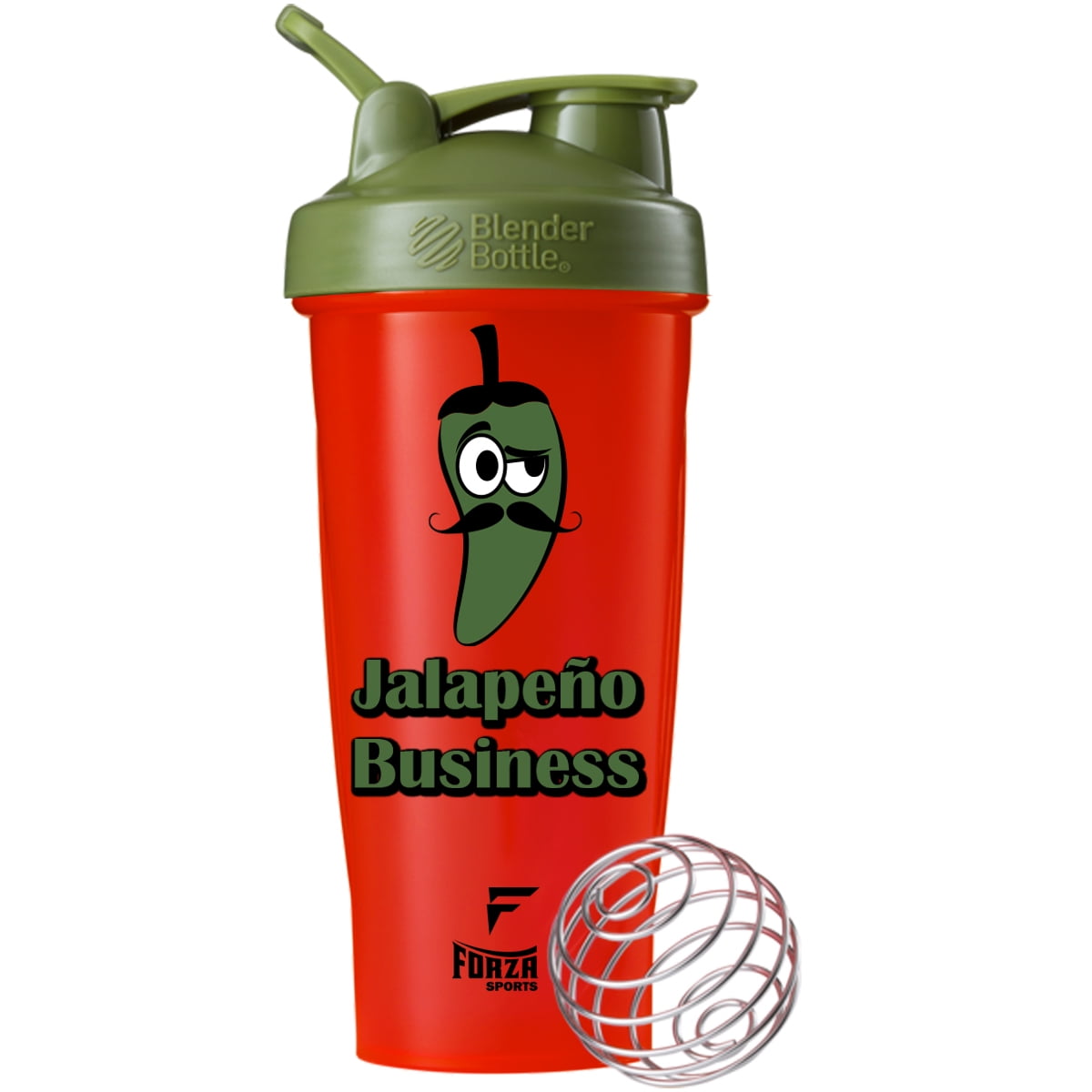 FORZA 24oz Protein Shaker Bottle – BPA Free, Leak-Proof With Mixing Ball (Red, 1 Pack)