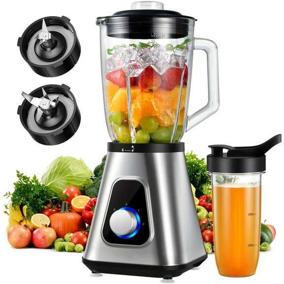 [Blender Combo | 1200W] BriGen Tech 1200W | 52 Oz & 22 Oz Blender Combo, 3 Adjustable Speed | For Shakes, Smoothies, Frozen Fruit Drinks, Sauces, Large Capacity