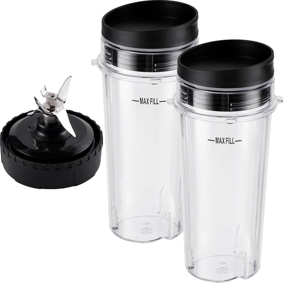 Blender Cups Replacement for Ninja 16oz Cups with Sip & Seal Lids, 6 Fins Extractor Blade Compatible with Nurti Ninja Blenders Pro BL660 BL663 BL663CO BL665Q BL740 BL770