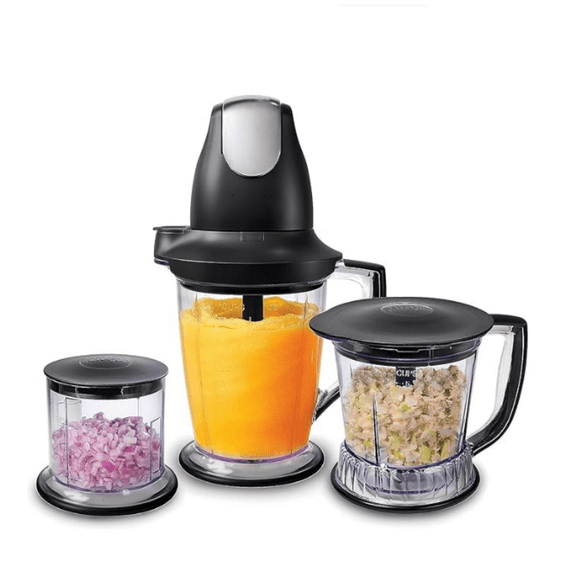 Blender/Food Processor with 450-Watt Base, 48oz Pitcher, 16oz Chopper Bowl, and 40oz Processor Bowl for Shakes, Smoothies, and Meal Prep,Black