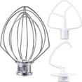thumbnail image 1 of Blender Kit for K45DH Dough Hook,K45WW Wire Whip,K45B Coated Flat Blade ,3 Pcs Bowl Vertical Mixer R Silver&white metal, 1 of 7
