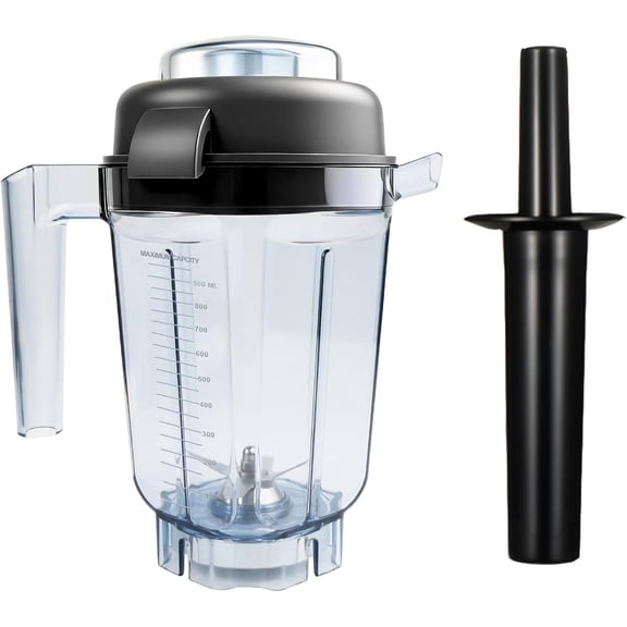 Blender Pitcher 32oz with Mini-Tamper, Dry Grains Container, Wet and Dry Blades,Compatible with 5200 6300 VM0102 VM0197 etc blender, Small Blender Cup Jar,10 Years Warranty