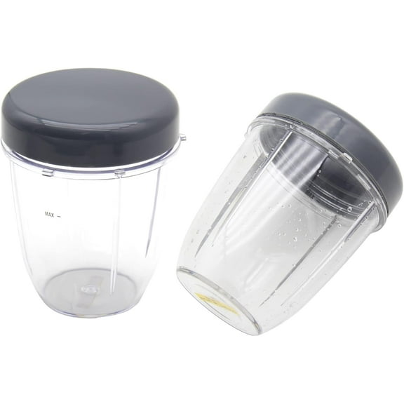Blender Replacement Cups and Flat Lids Replacement Parts Compatible with Nutribullet Cups Blender 600W/900W, 18OZ Cup, Stay-Fresh Resealable Lids with Gasket, 2Pack