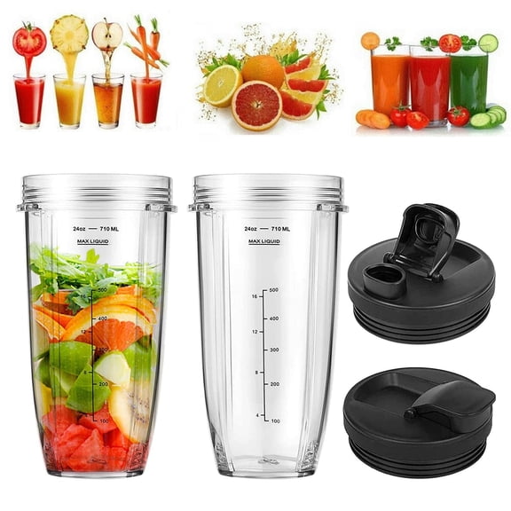 Blender Replacement Parts for 24oz Cups with Lids 7 Fins Extractor Blade Set BPA-Free Dishwasher Safe Blender Accessory Compatible with BL2012 BN801 BL480 BL640