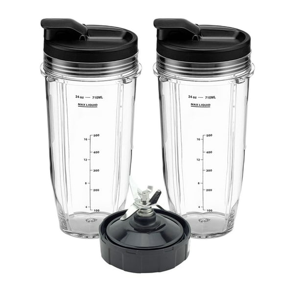 Blender Replacement Parts for 24oz Cups with Lids 7 Fins Extractor Blade Set BPA-Free Dishwasher Safe Blender Accessory Compatible with BL2012 BN801 BL480 BL640