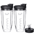 thumbnail image 1 of Blender Replacement Parts for Ninja 24oz Ninja Blender Cups with To-Go Lids & 7-Fins Extractor Blade for Nutri Ninja Auto iQ BN801 BL480-30 BL640-30 BL642-30 NN100-30 BL2012, 1 of 7