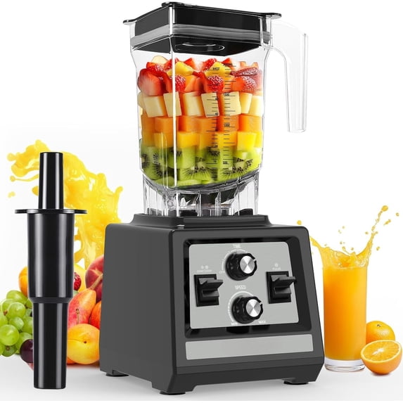 Blender for Smoothies: 1800W Blenders for Kitchen, 68oz Pitcher, Timer & Speed Control, 6 Stainless Steel , Dishwasher Safe Blender for Ice Crush/Smoothies/Frozen Drinks/Grey