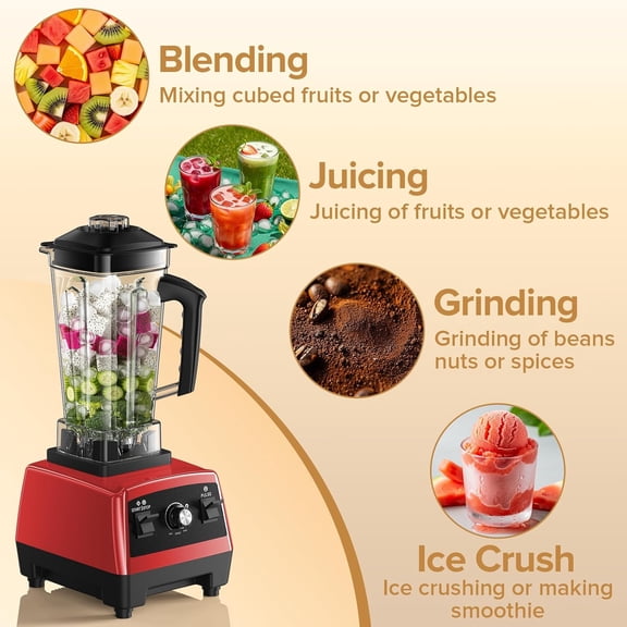 Blender for Smoothies, Ice Crushing, Frozen Fruits, Countertop Blenders for Kitchen, Smoothie Blender with 68Oz Pitcher, Red