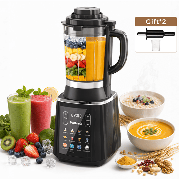 Blender with Heating, 60oz Glass Jar, 8-Blade Stainless Steel Blades, 950W Motor, Large Color Touchscreen, Smoothie, Soup, Nut Milk and Oatmeal Maker