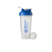 BlenderBottle Classic 28 oz Clear and Blue Shaker Cup with Wide Mouth and Flip-Top Lid
