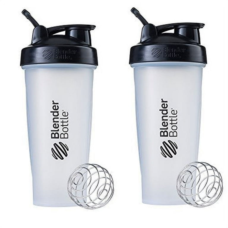 BlenderBottle Classic Loop Top Shaker Cup, 28-Ounce, Black/Clear, Pack of 2