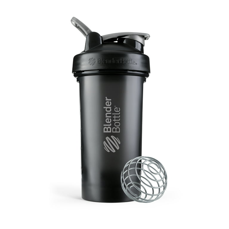 BlenderBottle Pro Series Shaker Bottle BlenderBall Rounded Base with  SpoutGuard, 24 Ounce, 2-Pack (Black - Orange)