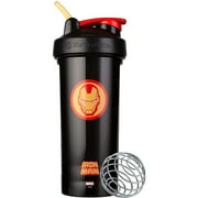 BlenderBottle Pro Series 28 oz Tritan Black Iron Man Shaker Cup with Wide Mouth and Flip-Top Lid
