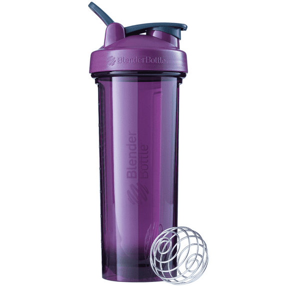 BlenderBottle Pro Series 32 oz Tritan Purple Plum Shaker Cup with Wide Mouth and Flip-Top Lid