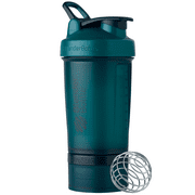 BlenderBottle ProStak Shaker Bottle with Storage Compartment, 22 oz, Leakproof Lid, Wire Whisk Ball, BPA-Free, Green Lagoon