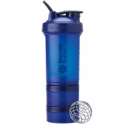BlenderBottle ProStak Shaker Bottle with Storage Compartment, 22 oz, Leakproof Lid, Wire Whisk Ball, BPA-Free, Blue Cobalt