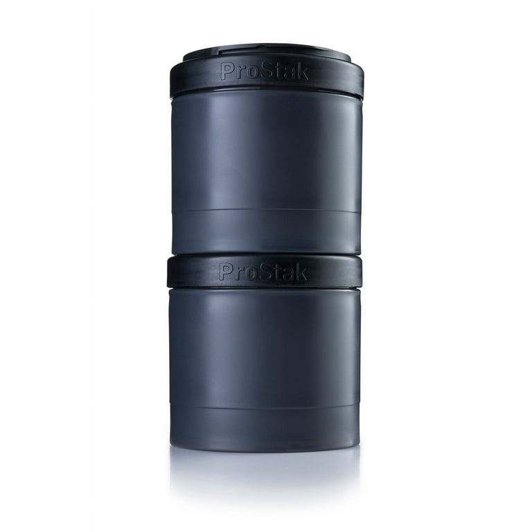 BlenderBottle ProStak Twist n' Lock Storage Jars Expansion 2-Pak with Pill  Tray, All Black