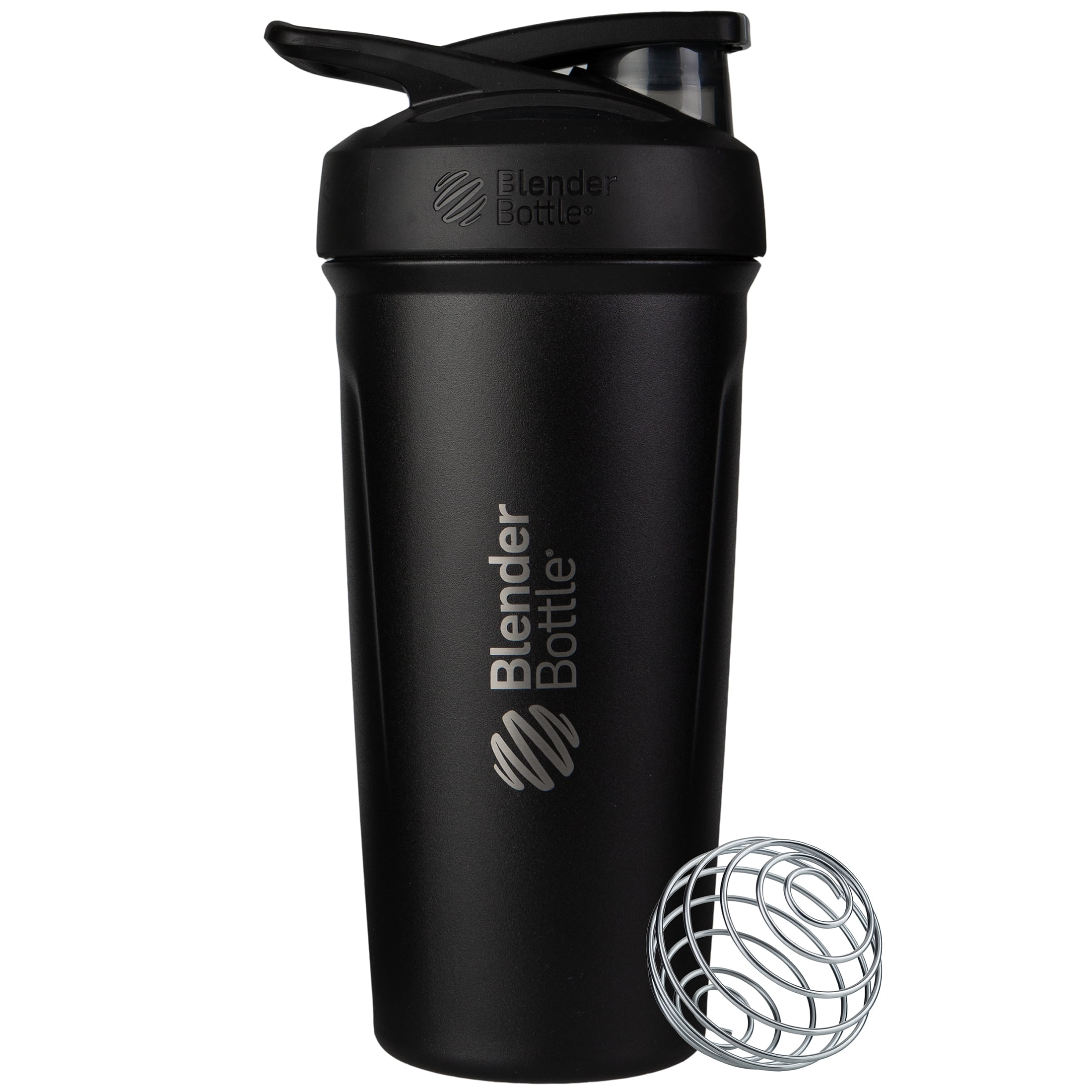 BlenderBottle Strada 24 oz Black Shaker Cup with Flip-Top and Wide Mouth Lid
