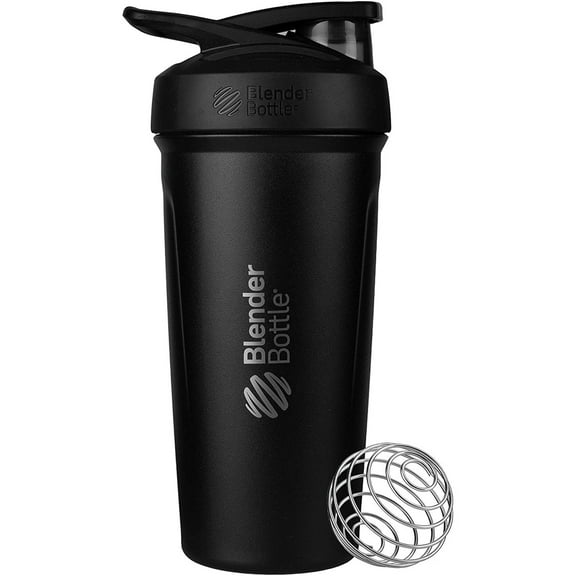 BlenderBottle Strada 24-oz Stainless Steel Black Shaker Cup
