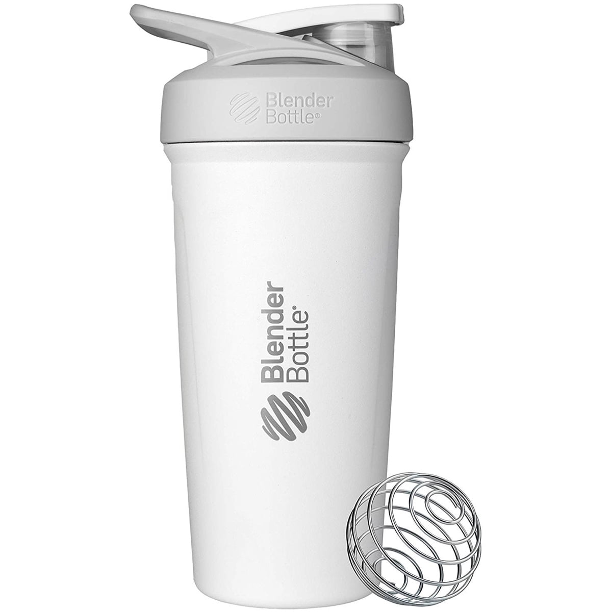 BlenderBottle Strada 24 oz Stainless Steel Shaker Cup White with  Push-Button and Locking Mechanism 