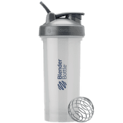 BlenderBottle Strada Shaker Bottle, 28 oz, Tritan Plastic, Leakproof Flip Cap, Wire Whisk Ball, BPA-Free, Clear/Grey