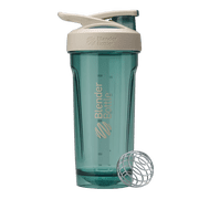 BlenderBottle Strada Shaker Bottle, 28 oz, Tritan Plastic, Leakproof Flip Cap, Wire Whisk Ball, BPA-Free, Green/Tan