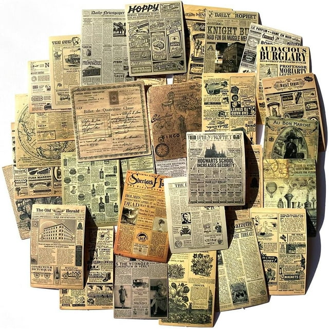 35 Pieces Vintage Stickers for Scrapbooking,Vintage Newspaper Stickers for Journaling, Self Adhesive Decorative Sticker for DIY Arts, Cute Portable Sticker Book