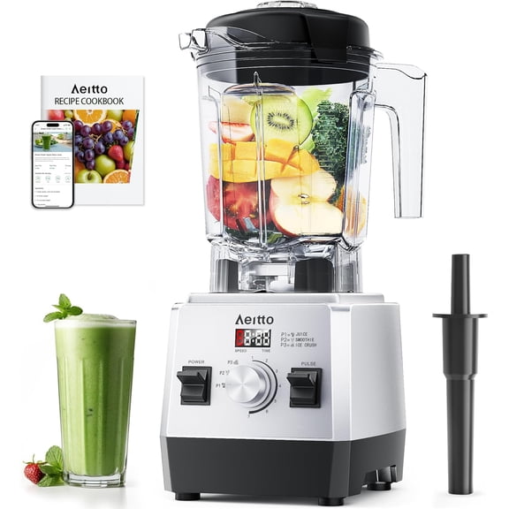 Blenders for Kitchen with 68Oz. Large Capacity, 1800W Max Power Smoothie Blender, 3 Preset Programs & 7 Speeds, Professional Countertop Blender for Smoothies, Ice Crush, Generation2 Silver