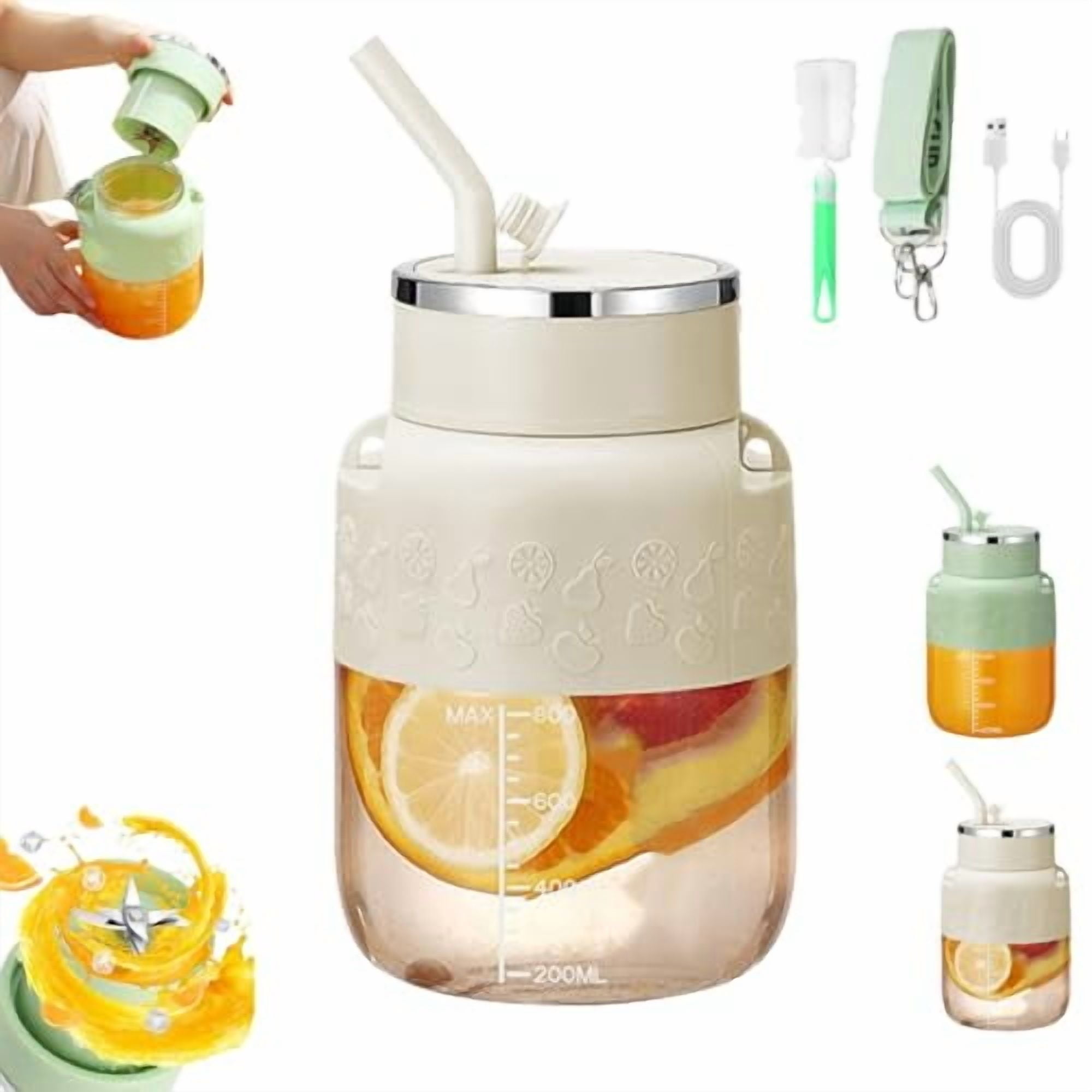 Blendgo 800 - Portable Blender 28 Oz, 2025 Upgrade Cordless Portable Blender, Multifunctional Handheld Juicer with Straw & Strap, Double-Click Quick Launch, For Smoothies Juices and Shakes