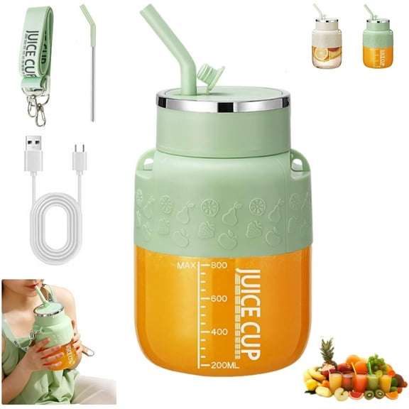 Blendgo 800 - Portable Blender (Worry-Free Crushed Ice), Double-Click Quick Launch, Large-Capacity Cordless Portable Blenders, Multifunctional Handheld Juicer for Home, Travel