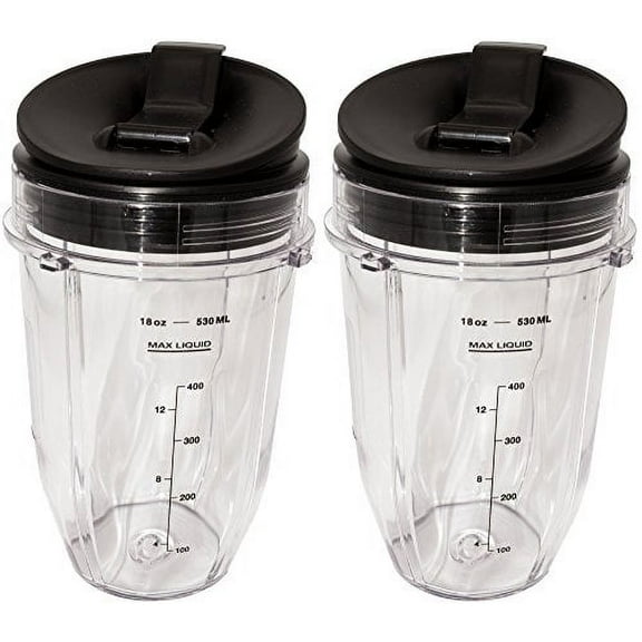 Blendin Replacement Jar with Sip N Seal Lid, Compatible with Nutri Ninja Auto IQ and Duo Blenders (2, 18 Ounce)