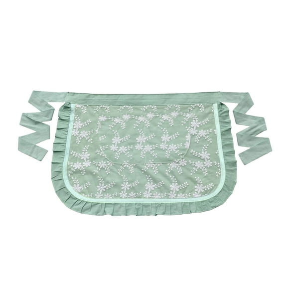 Blending Aprons—New Arrivals Up to 50% Off! Fdelink Mesh Embroidered Apron Green, Waist Apron Soft Oil Proof Lace Embroidered Women Server Waitress Short Half Apron with 2 Pockets for Kitchen